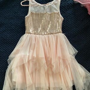 Girls gold and pink layered style dress